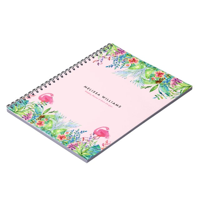 Wasserfarben Tropische Blume und rosa Flamingos Notizblock (Linke Seite)