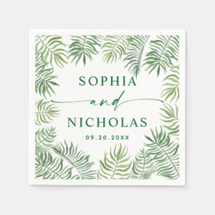 Wasserfarben, tropische Palmen, Hochzeit Serviette