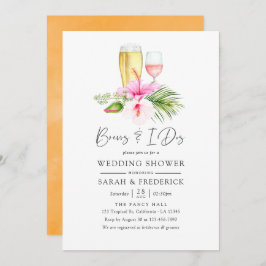 Wasserfarben tropischer Flora Strand braut, bevor Einladung