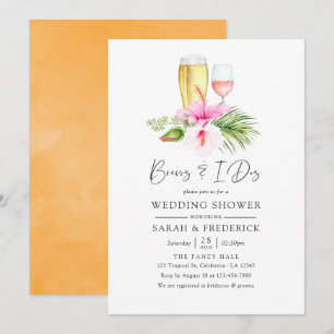 Wasserfarben tropischer Flora Strand braut, bevor  Einladung