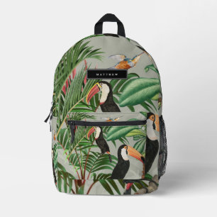 Wasserfarben Tropischer Wald & Toucan Vögel Custom Bedruckter Rucksack