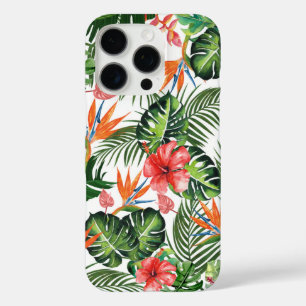 Wasserfarben-Tropisches-Grün-Blumenmuster iPhone 16 Pro Hülle