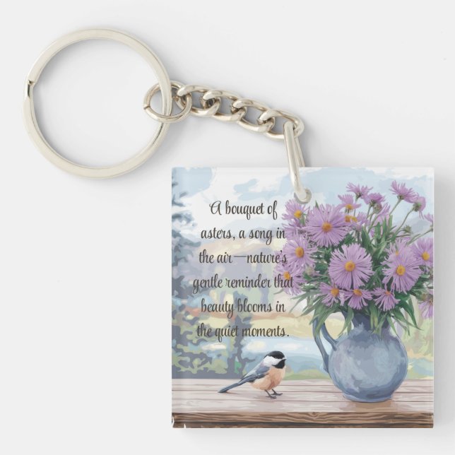 Wasserfarben und Chickadeangebot Schlüsselanhänger (Vorderseite)