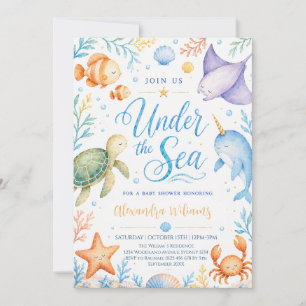 Wasserfarben-Under-the-Sea-Baby-Party Einladung