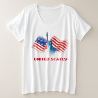Wasserfarben, United Staaten Flag mit Lady Liberty Große Größe T-Shirt