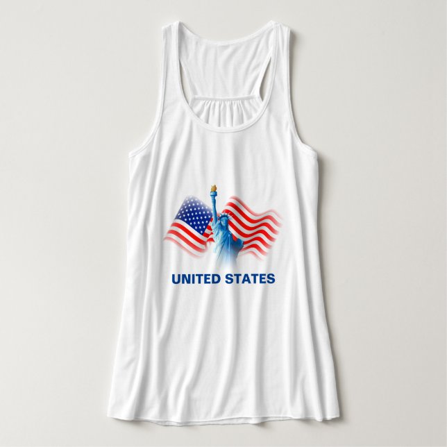 Wasserfarben, United Staaten Flag mit Lady Liberty Tank Top (Design Vorderseite)