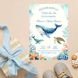 Wasserfarben Unter dem Meer Baby Shower Einladung