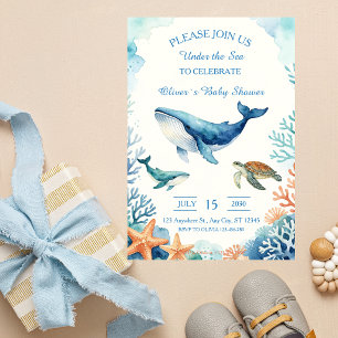 Wasserfarben Unter dem Meer Baby Shower Einladung