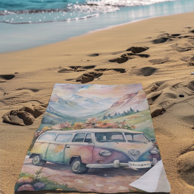 Wasserfarben-Van mit Geschenk für das benutzerdefi Strandtuch (Von Creator hochgeladen)