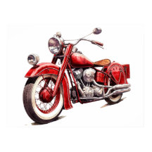 Wasserfarben Vintag Red Classic Motorrad