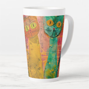 Wasserfarben Vintage Abstrakte Katze (2) Milchtasse