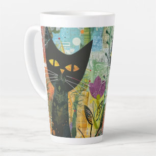 Wasserfarben Vintage Abstrakte Katze (4) Milchtasse