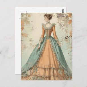 Wasserfarben Vintage Mode Frauenkollektion Postkarte