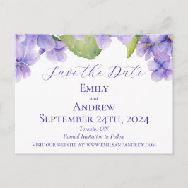 Wasserfarben-Violetten Save the Date Hochzeit Einladungspostkarte