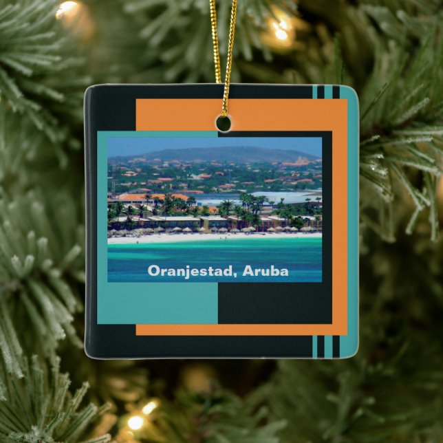 Wasserfarben von Oranjestad, Aruba Keramikornament (Baum)