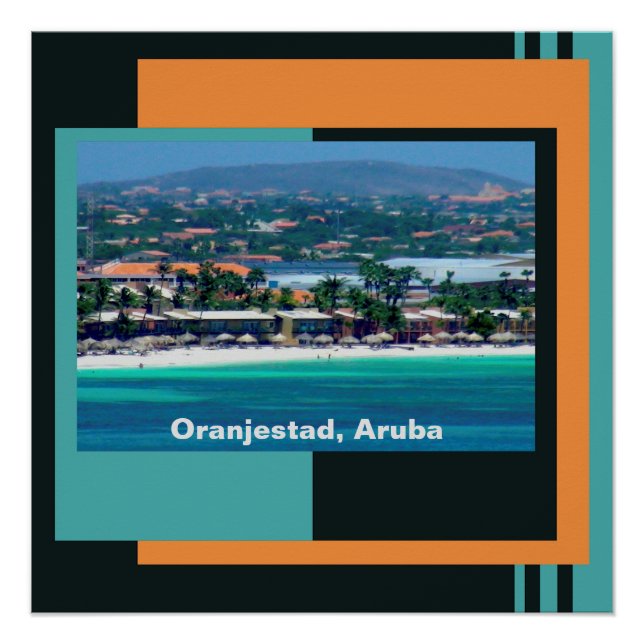 Wasserfarben von Oranjestad, Aruba Poster (Vorderseite)