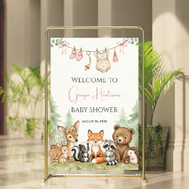 Wasserfarben-Wald-Baby-Shower-Willkommensschild Poster