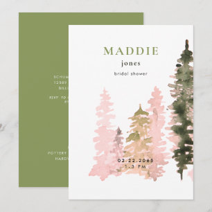 Wasserfarben-Wald-Grün-Bridal-Shower Einladung