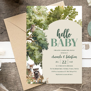 Wasserfarben-Wald-Paar-Baby-Party Einladung