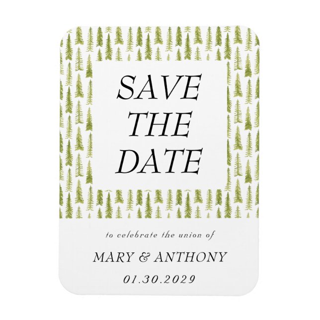 Wasserfarben-Wald Save-the-Date-Magnet Magnet (Vertikal)