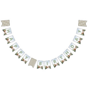Wasserfarben-Waldgeburtstagsbanner Wimpelkette