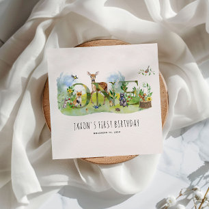 Wasserfarben Waldtiere 1. Geburtstag Serviette
