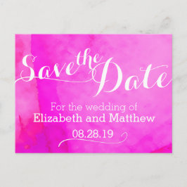 Wasserfarben-Waschbecken Save the Date pinkfarbene Ankündigungspostkarte