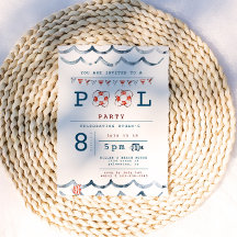 Wasserfarben Wasserbecken Party Einladung