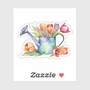 Wasserfarben Wasserkocher Dose mit Tulip-Blume Aufkleber