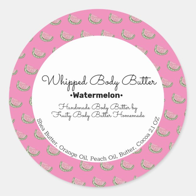 Wasserfarben Wassermelone Badeverpackung Runder Aufkleber (Vorderseite)