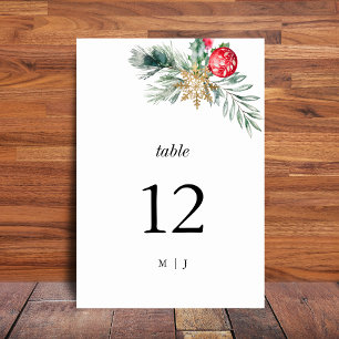 Wasserfarben-Weihnachten-Minimalistisches-Monogram Tischnummer