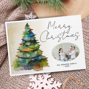 Wasserfarben-Weihnachtsbaum-künstlerischer Foto-Ma Magnetkarte