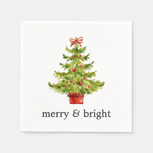 Wasserfarben-Weihnachtsbaum-Papier Merry & Bright Serviette