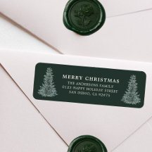 Wasserfarben-Weihnachtsbaum-Rücksende-Adressetiket