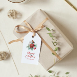 Wasserfarben Weihnachtsbäume Blume, Blätter, Vögel Geschenkanhänger