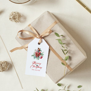 Wasserfarben Weihnachtsbäume Blume, Blätter, Vögel Geschenkanhänger