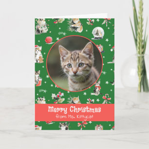 Wasserfarben-Weihnachtskatzen Personalisiertes Fot Feiertagskarte