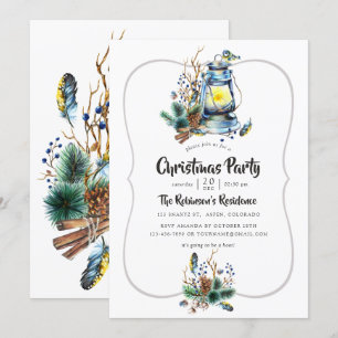 Wasserfarben-Weihnachtslaternen-Party Einladung