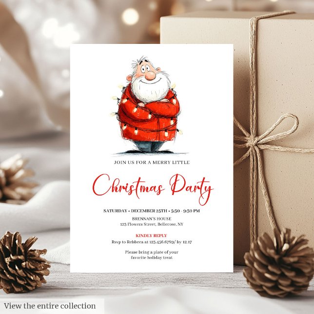 Wasserfarben-Weihnachtsmann Lustige editierbare We Einladung (Watercolor Santa Funny Editable Christmas Party Invite

)