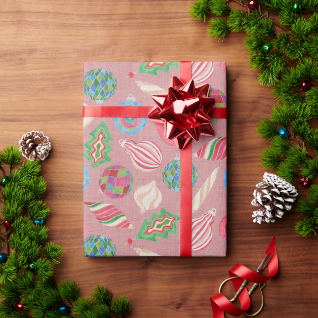 Wasserfarben-Weihnachtsornamente-Geschenkpapier Geschenkpapier (Feiertagsgeschenk)