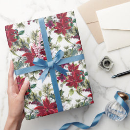 Wasserfarben-Weihnachtsstern-Muster Geschenkpapier