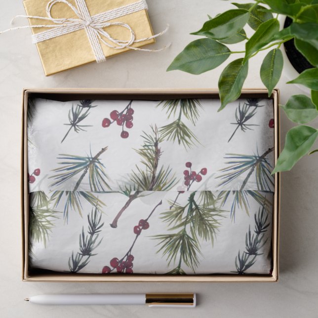 Wasserfarben-Weihnachtsstern-Muster  Seidenpapier (Geschenk)