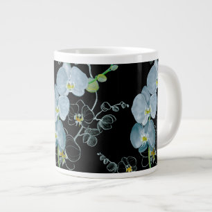 Wasserfarben-Weiße Orchideen-Muster Jumbo-Tasse