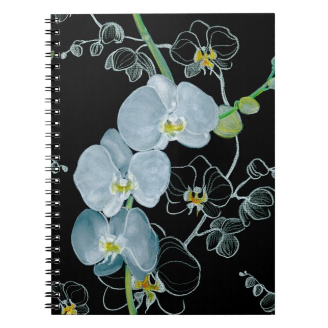 Wasserfarben-Weiße Orchideen-Muster Notizblock (Vorderseite)