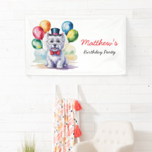 Wasserfarben Westie Hund Kinder Geburtstagsfeier W