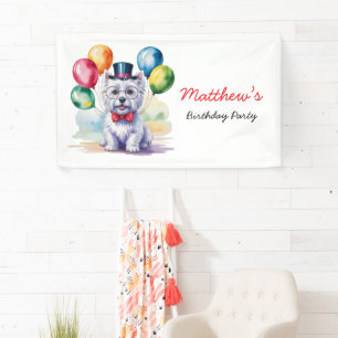 Wasserfarben Westie Hund Kinder Geburtstagsfeier W Banner