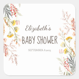 Wasserfarben-Wildblume: Austrocknung Quadratischer Aufkleber