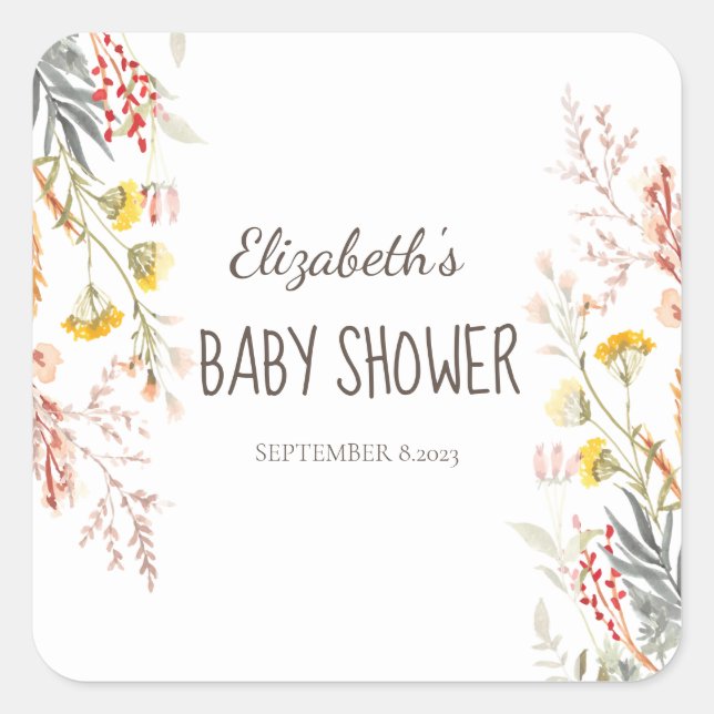 Wasserfarben-Wildblume: Austrocknung Quadratischer Aufkleber (Vorderseite)