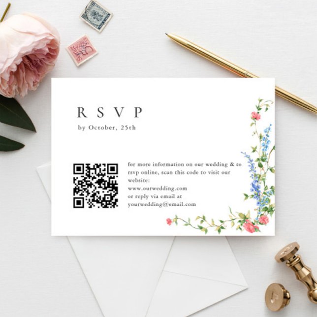 Wasserfarben-Wildblume Bohemische Hochzeit-RSVP RSVP Karte (Von Creator hochgeladen)