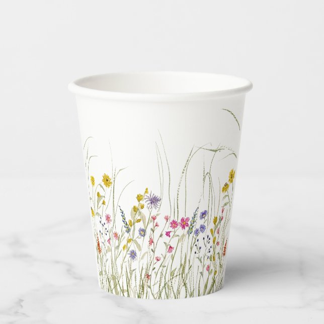Wasserfarben-Wildblume-Cup Pappbecher (Vorderseite)